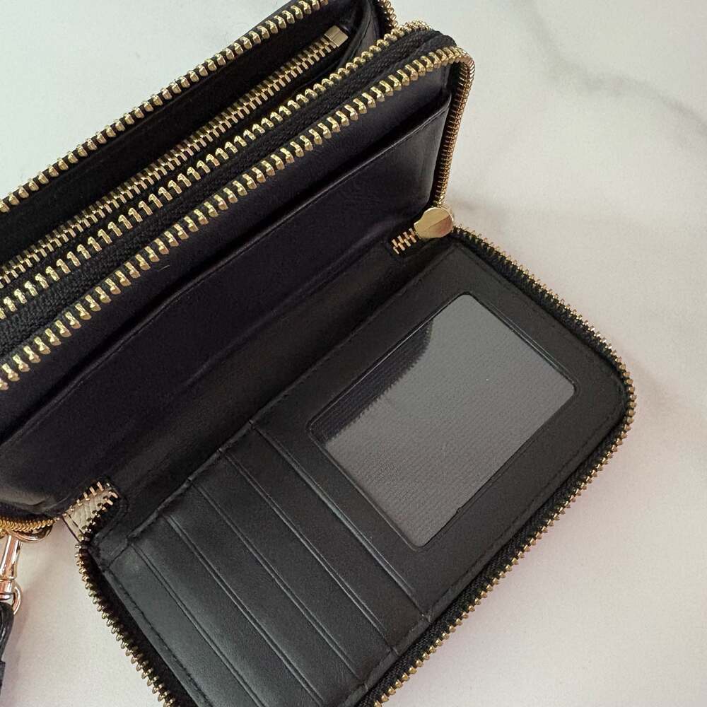Coach Double Zip Wallet with Leopard Print and Wristlet Strap - Picture 9 of 16